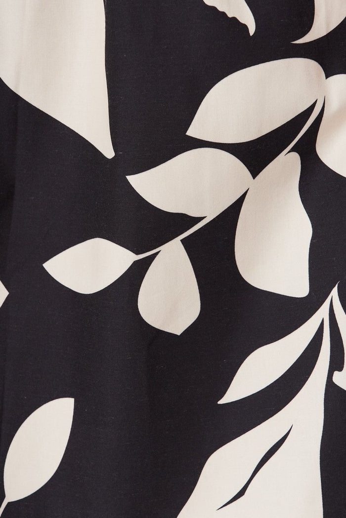 Caen Midi Dress In Black With Cream Floral Cotton Blend - St Frock (Dev)