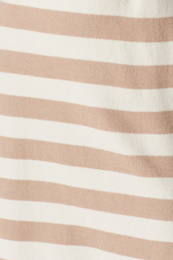 Alvy Knit Dress In Beige With Cream Stripe Wool Blend - fabric