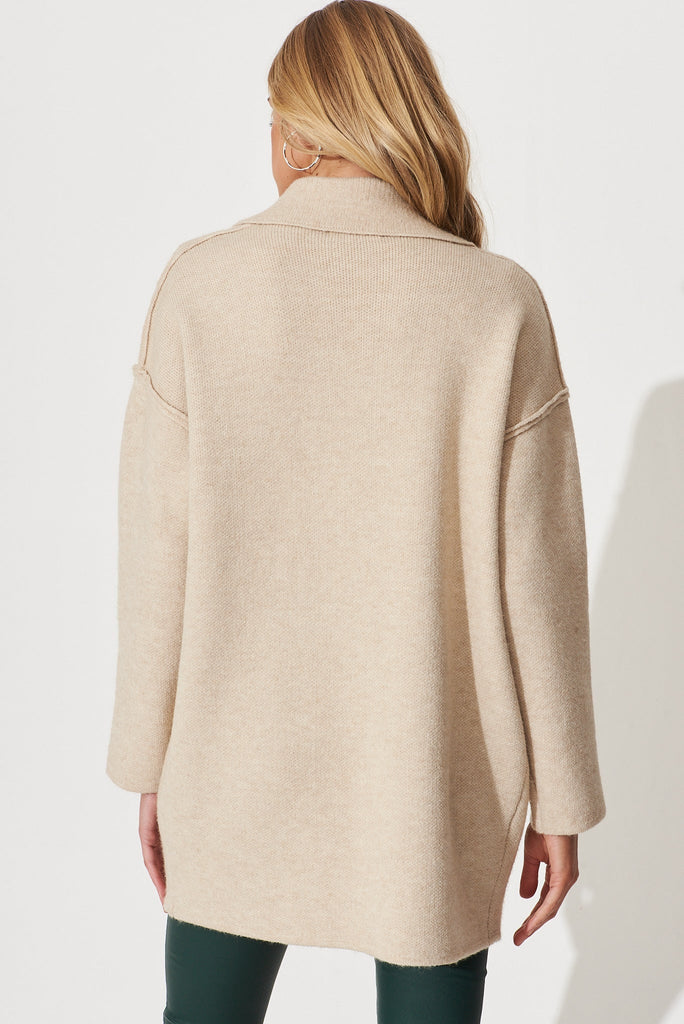 Moretz Knit Coatigan In Sand Wool Blend - back