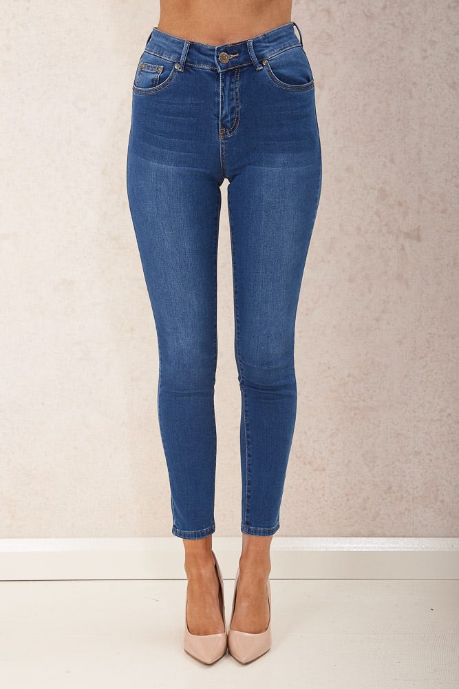 Brooklyn Mid Rise Jeans In Dark Blue Denim - St Frock (Dev)