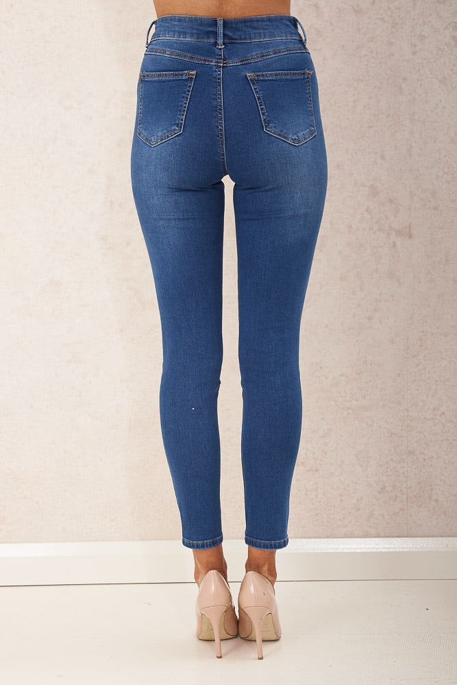 Brooklyn Mid Rise Jeans In Dark Blue Denim - St Frock (Dev)