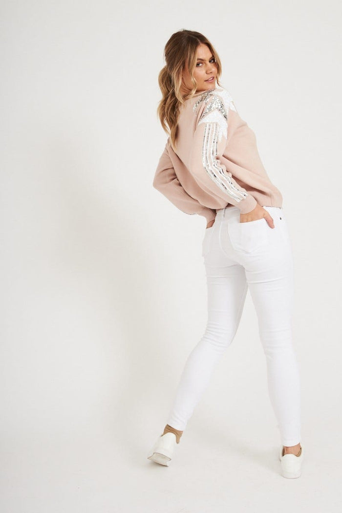 Brooklyn Mid Rise Jeans In White Denim - St Frock (Dev)