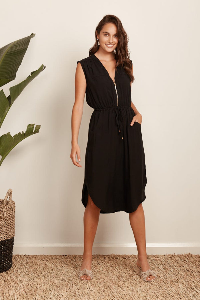Shire Zip Dress In Black