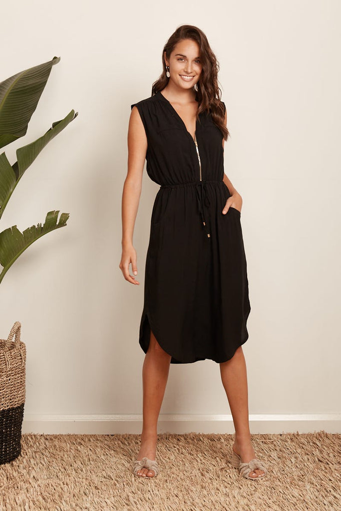 Shire Zip Dress In Black